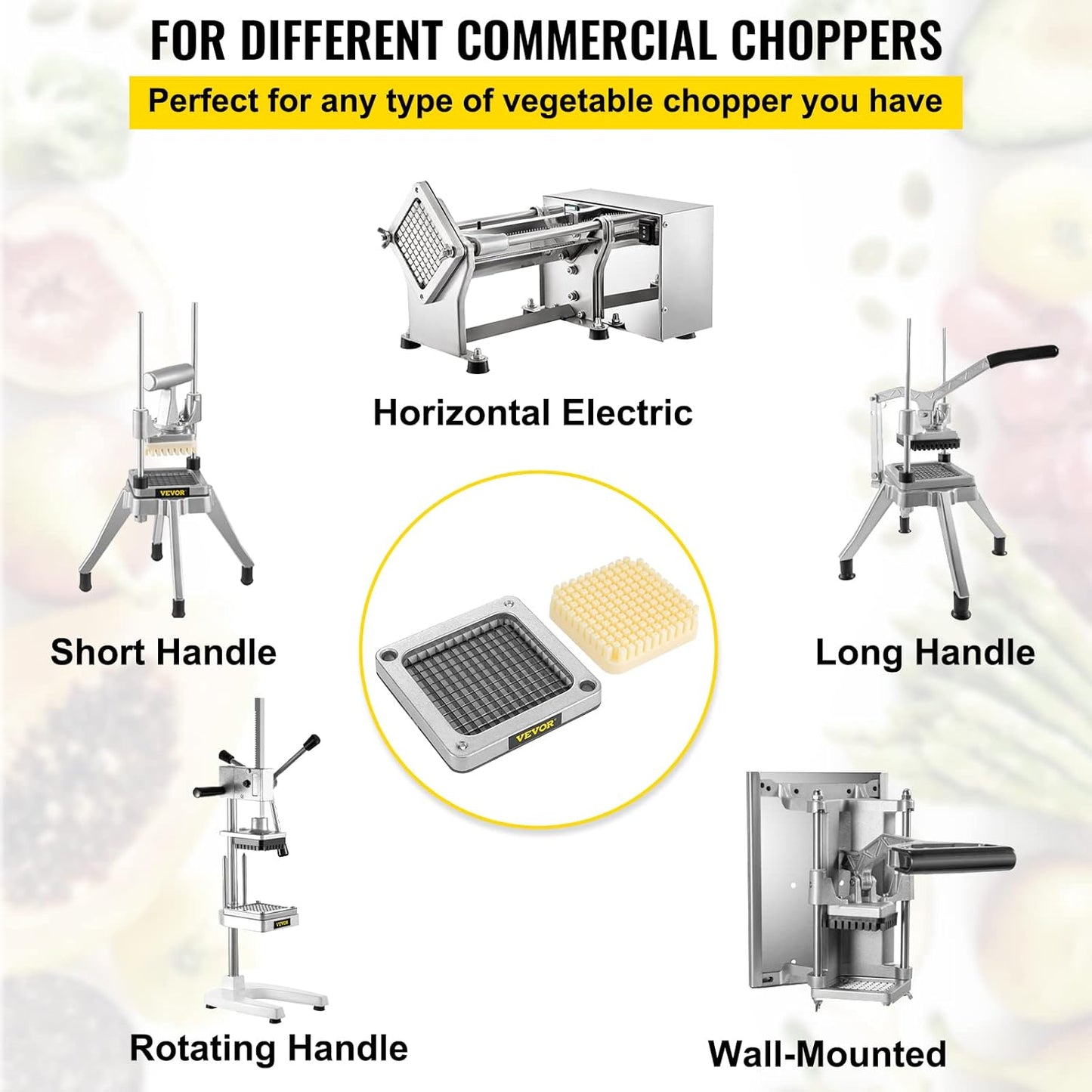 Commercial Vegetable Chopper w/ 4 Replacement Blades, Stainless Steel French Fry Cutter Potato Dicer & Fruit Slicer for Restaurants & Home Kitchen