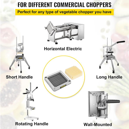 Commercial Vegetable Chopper w/ 4 Replacement Blades, Stainless Steel French Fry Cutter Potato Dicer & Fruit Slicer for Restaurants & Home Kitchen