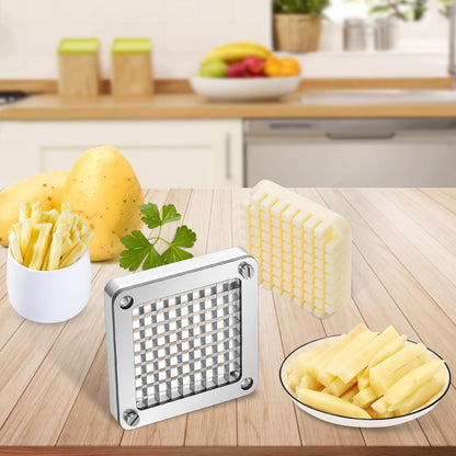 Commercial Vegetable Chopper w/ 4 Replacement Blades, Stainless Steel French Fry Cutter Potato Dicer & Fruit Slicer for Restaurants & Home Kitchen