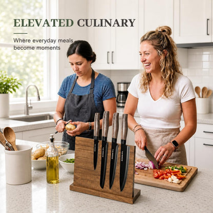 Knife Set, 13-Piece Kitchen Knives Set with 6 Blade Guards, Black Anti-Rust & Non-Stick Coating, Dishwasher Safe Stainless Steel Knives, Ergonomic Handle, Perfect for Holiday Gifts