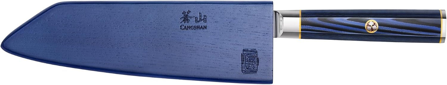 Cangshan KITA Series 7-Inch Kiritsuke Knife with Sheath, High Carbon X-7 Damascus Steel, 501417
