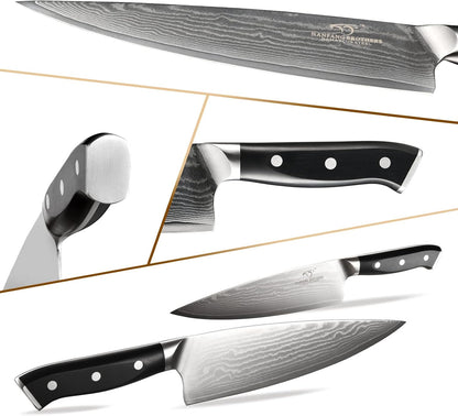 Knife Sets for Kitchen with Block, Damasucs Kitchen Knife Sets 9 Pieces with Ergonomic Triple Rivet Handle, Kitchen Knives for Chopping, Slicing, Dicing & Cutting