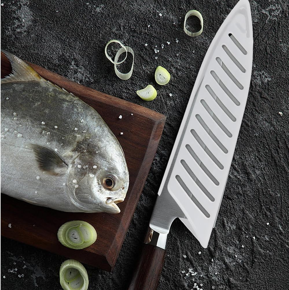 Safety Knife Cover Sleeves, 10 Pack Universal Knife Guards Set, Knife Edge Guards Blade for Ceramic Knife Kitchen Paring Knife Bread Knife, Kitchen Knife Sheath, 5 Sizes, 8 Styles, White