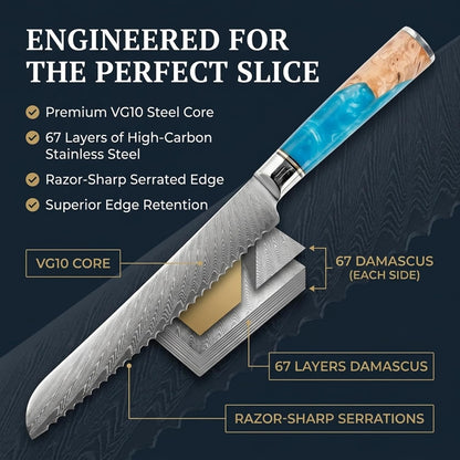 Tidal Blue - 7" Nakiri Knife - Damascus