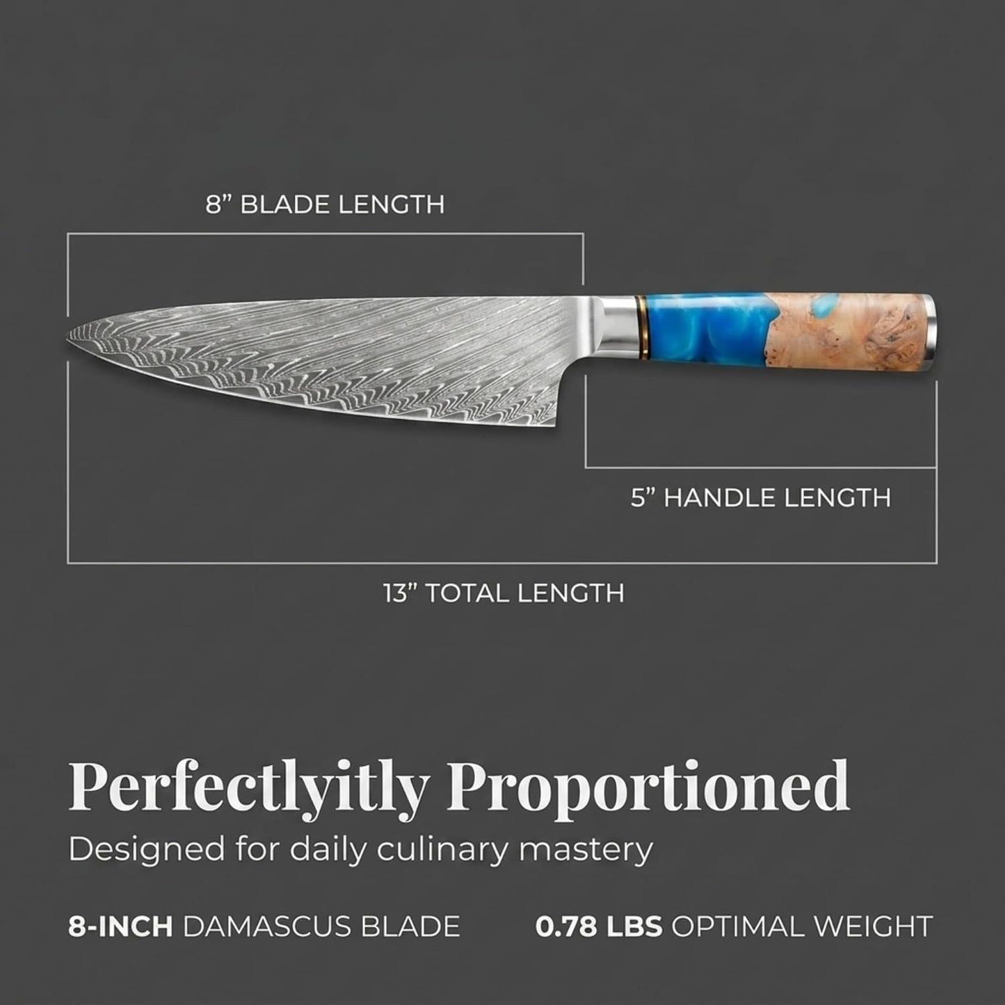 Tidal Blue - 7" Nakiri Knife - Damascus