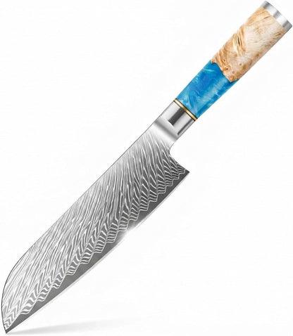 Tidal Blue - 7" Nakiri Knife - Damascus