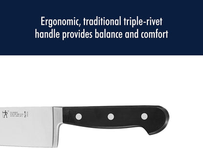 Classic 8-Inch Chef Knife, Razor-Sharp, German Engineered | Fully Forged Construction Provides Balance with Traditional Triple-Rivet Handles Enables Comfortable Easy Cutting.