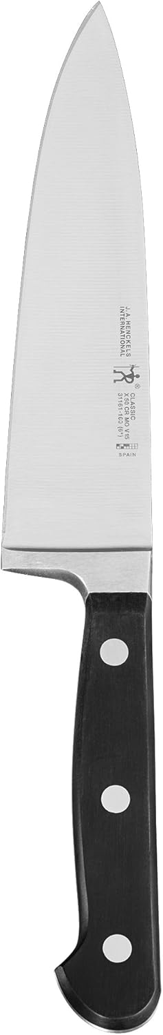 Classic 8-Inch Chef Knife, Razor-Sharp, German Engineered | Fully Forged Construction Provides Balance with Traditional Triple-Rivet Handles Enables Comfortable Easy Cutting.