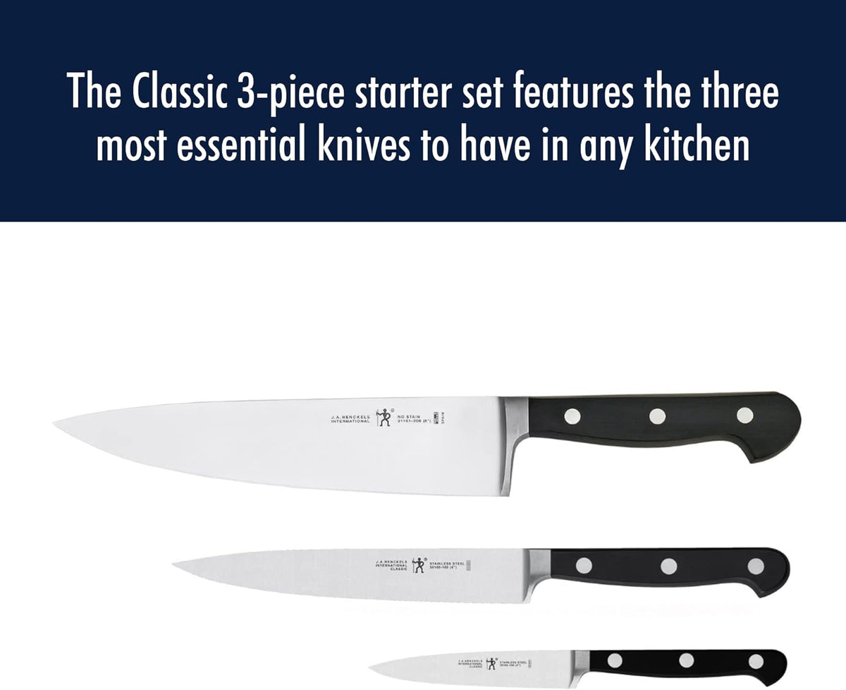 Classic 8-Inch Chef Knife, Razor-Sharp, German Engineered | Fully Forged Construction Provides Balance with Traditional Triple-Rivet Handles Enables Comfortable Easy Cutting.