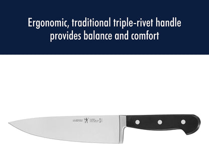 Classic 8-Inch Chef Knife, Razor-Sharp, German Engineered | Fully Forged Construction Provides Balance with Traditional Triple-Rivet Handles Enables Comfortable Easy Cutting.