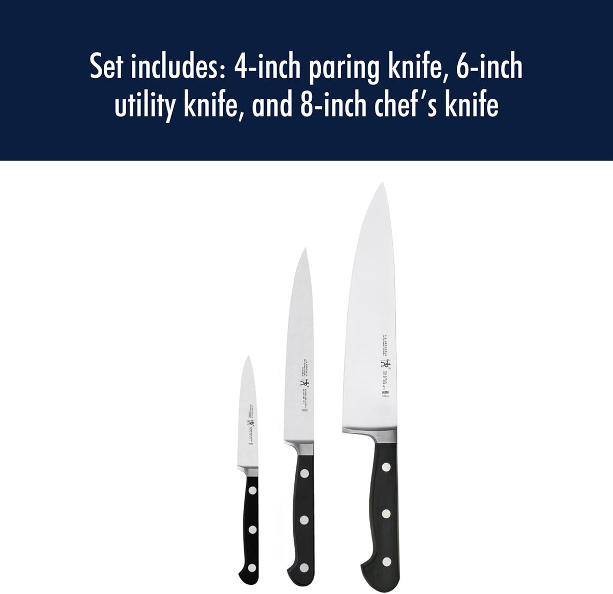 Classic 8-Inch Chef Knife, Razor-Sharp, German Engineered | Fully Forged Construction Provides Balance with Traditional Triple-Rivet Handles Enables Comfortable Easy Cutting.