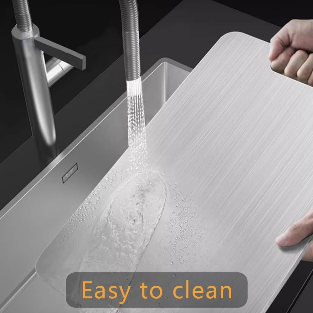 3 PCS Titanium Cutting Board, Titanium Cutting Boards for Kitchen, Easy to Clean, Dishwasher Safe, for Meats, Fruits and Vegetables（Free cutting board stand included）