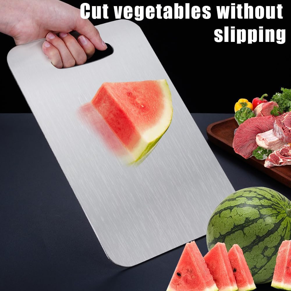 3 PCS Titanium Cutting Board, Titanium Cutting Boards for Kitchen, Easy to Clean, Dishwasher Safe, for Meats, Fruits and Vegetables（Free cutting board stand included）