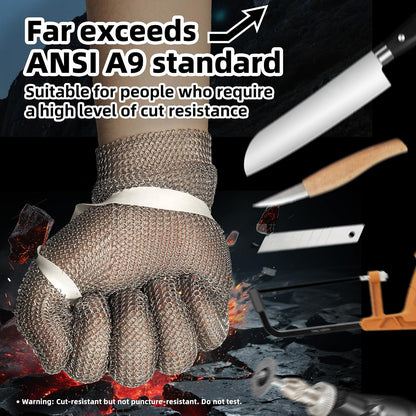 A9 Cut Resistant Metal Mesh Chainmail Glove, PM5201, 1 Pack, M | 316L Stainless Steel, Food Grade, Adjustable Wrist Clasp, Butcher Glove, Meat Cutting, Food Processing, Oyster Shucking