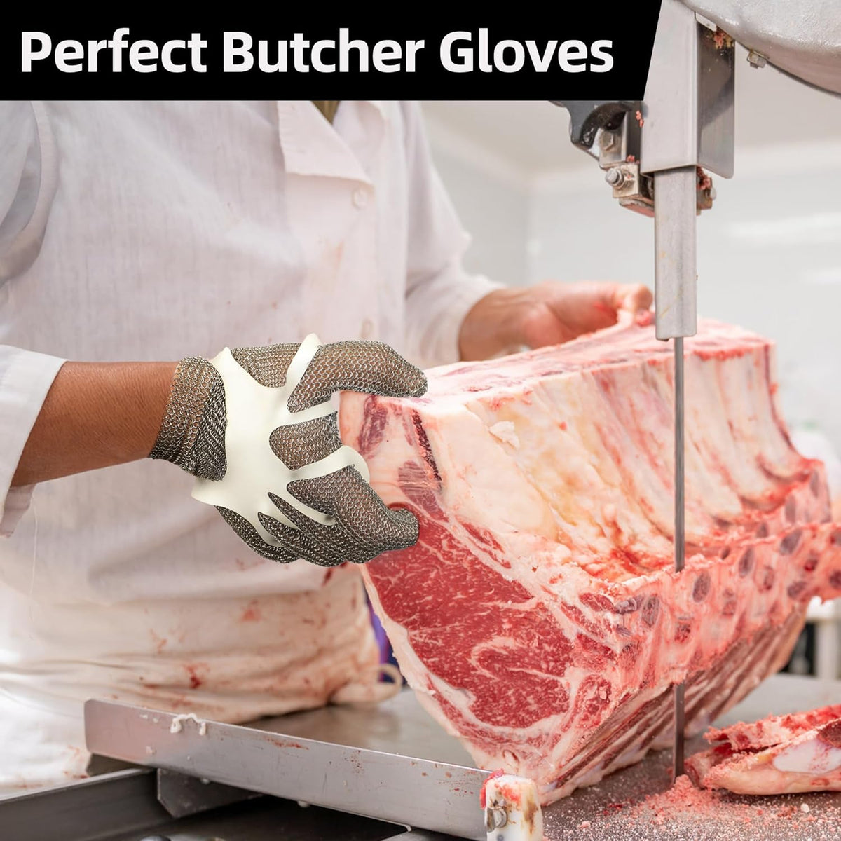 A9 Cut Resistant Metal Mesh Chainmail Glove, PM5201, 1 Pack, M | 316L Stainless Steel, Food Grade, Adjustable Wrist Clasp, Butcher Glove, Meat Cutting, Food Processing, Oyster Shucking