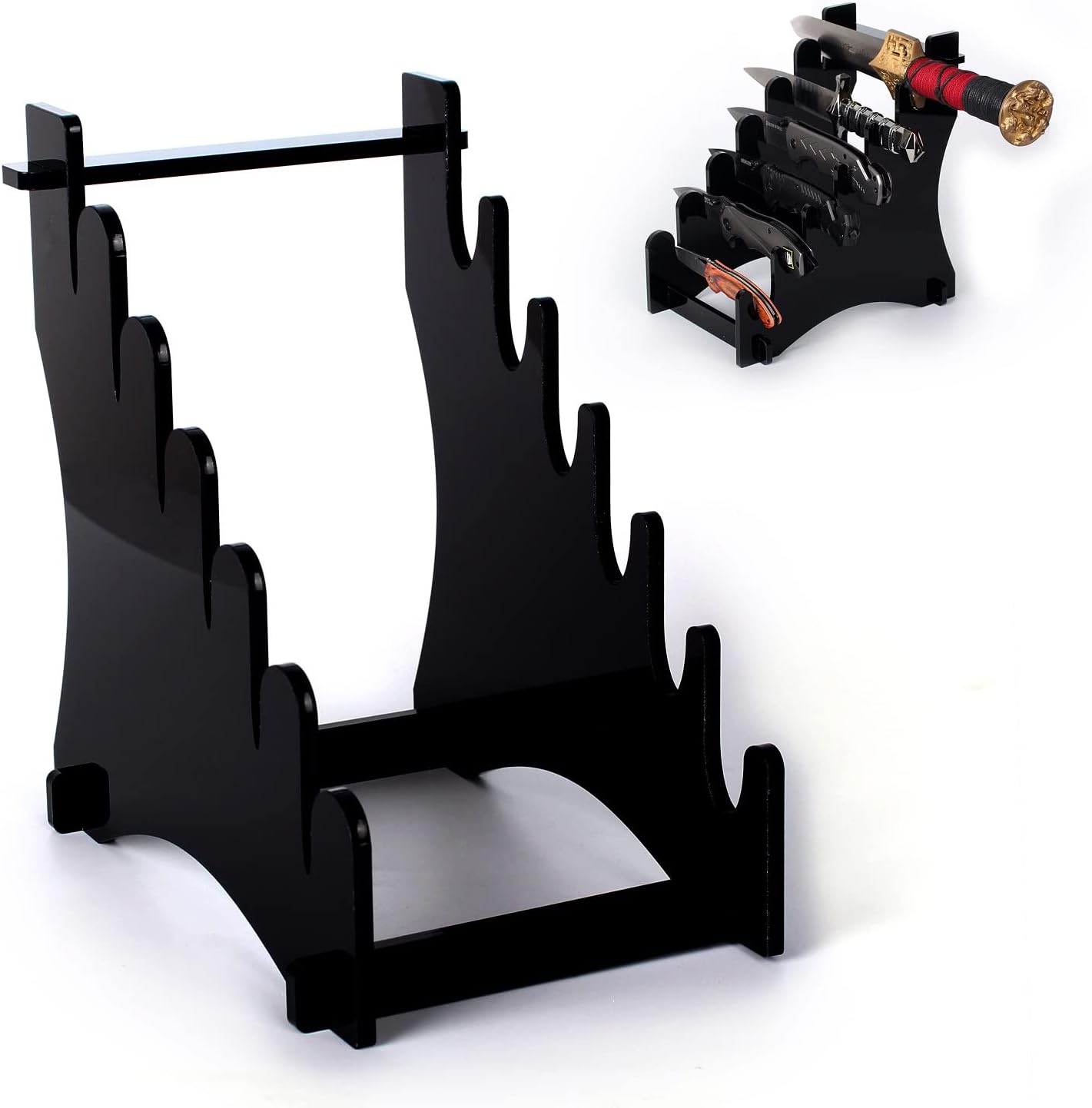 Dagger Stand Knife Display Stand,Acrylic Display Case Holds 6 Knives Display Hunting Knife,Dagger,Pocket Knife on Table (Black)