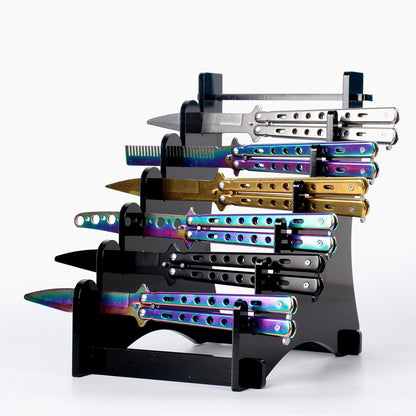 Dagger Stand Knife Display Stand,Acrylic Display Case Holds 6 Knives Display Hunting Knife,Dagger,Pocket Knife on Table (Black)