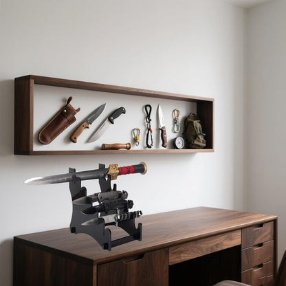 Dagger Stand Knife Display Stand,Acrylic Display Case Holds 6 Knives Display Hunting Knife,Dagger,Pocket Knife on Table (Black)