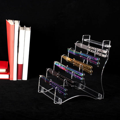 Dagger Stand Knife Display Stand,Acrylic Display Case Holds 6 Knives Display Hunting Knife,Dagger,Pocket Knife on Table (Black)