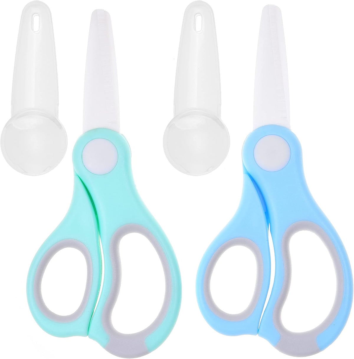 Ceramic Baby Food Scissors - Portable Shears - Healthy Food Cutter with Dust Cover and Storage Case - Cuts Meat, Chicken, Vegetables, Fruits (2-Pack)