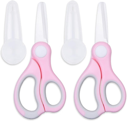 Ceramic Baby Food Scissors - Portable Shears - Healthy Food Cutter with Dust Cover and Storage Case - Cuts Meat, Chicken, Vegetables, Fruits (2-Pack)