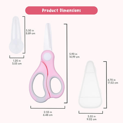 Ceramic Baby Food Scissors - Portable Shears - Healthy Food Cutter with Dust Cover and Storage Case - Cuts Meat, Chicken, Vegetables, Fruits (2-Pack)
