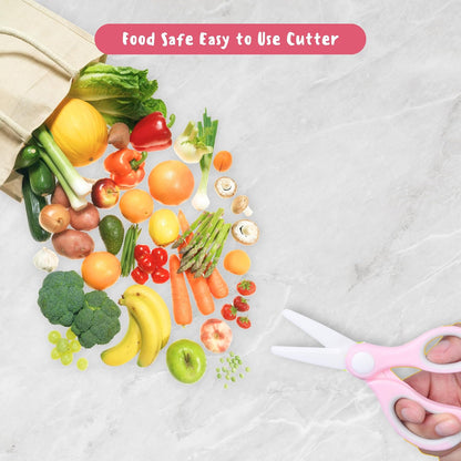 Ceramic Baby Food Scissors - Portable Shears - Healthy Food Cutter with Dust Cover and Storage Case - Cuts Meat, Chicken, Vegetables, Fruits (2-Pack)