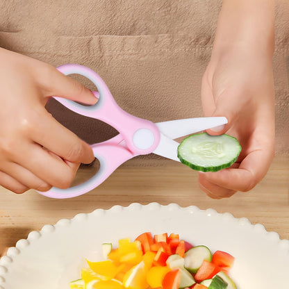 Ceramic Baby Food Scissors - Portable Shears - Healthy Food Cutter with Dust Cover and Storage Case - Cuts Meat, Chicken, Vegetables, Fruits (2-Pack)