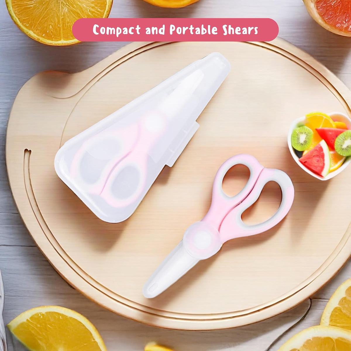 Ceramic Baby Food Scissors - Portable Shears - Healthy Food Cutter with Dust Cover and Storage Case - Cuts Meat, Chicken, Vegetables, Fruits (2-Pack)