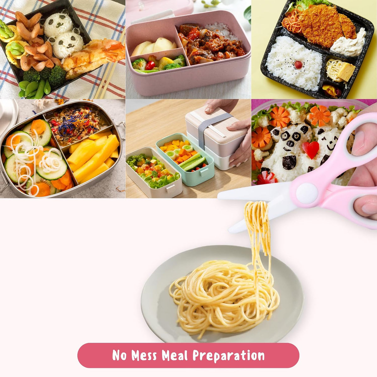 Ceramic Baby Food Scissors - Portable Shears - Healthy Food Cutter with Dust Cover and Storage Case - Cuts Meat, Chicken, Vegetables, Fruits (2-Pack)