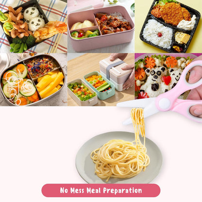 Ceramic Baby Food Scissors - Portable Shears - Healthy Food Cutter with Dust Cover and Storage Case - Cuts Meat, Chicken, Vegetables, Fruits (2-Pack)
