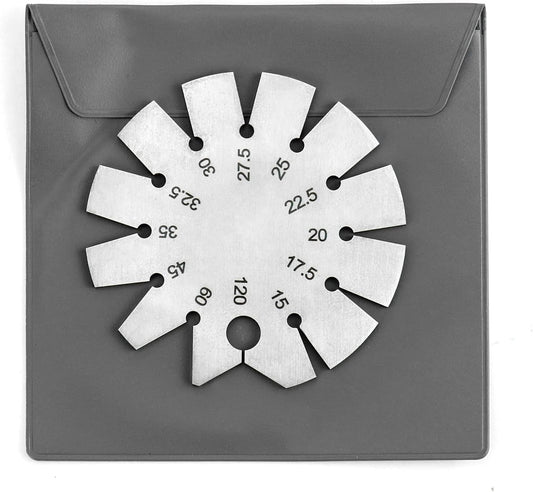 Bevel Gauge, Stainless Steel Axe Angle Gauge Round Shape Knife Angle Finder 15-120 Degree for Measuring Knife Angle