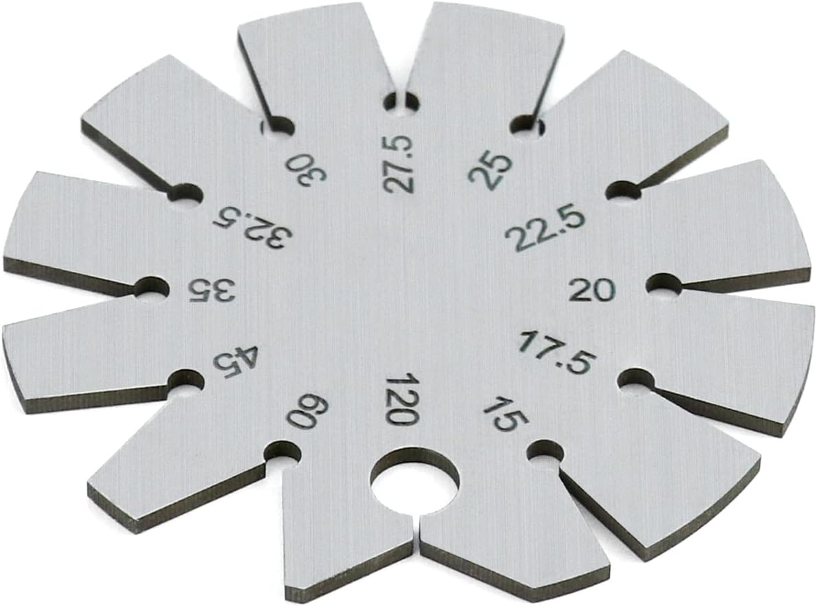 Bevel Gauge, Stainless Steel Axe Angle Gauge Round Shape Knife Angle Finder 15-120 Degree for Measuring Knife Angle
