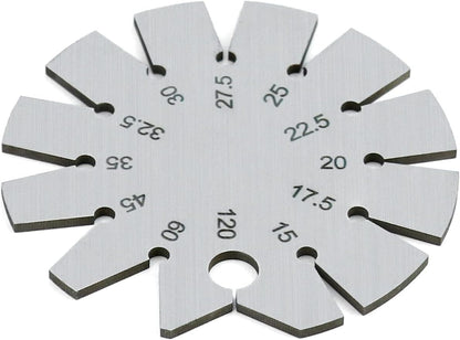 Bevel Gauge, Stainless Steel Axe Angle Gauge Round Shape Knife Angle Finder 15-120 Degree for Measuring Knife Angle