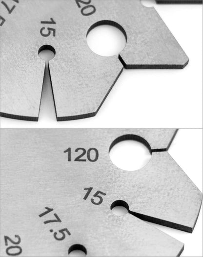 Bevel Gauge, Stainless Steel Axe Angle Gauge Round Shape Knife Angle Finder 15-120 Degree for Measuring Knife Angle
