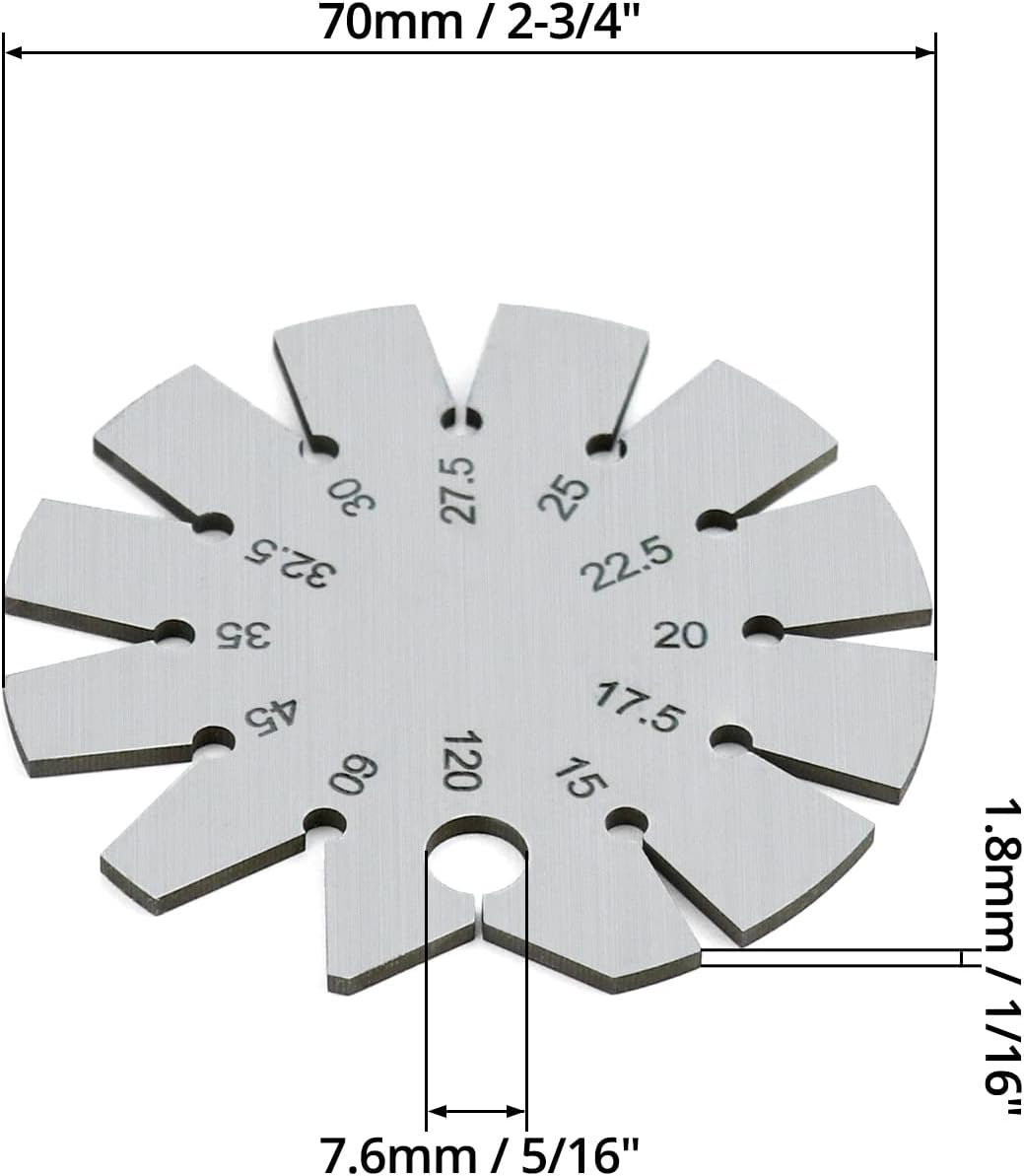 Bevel Gauge, Stainless Steel Axe Angle Gauge Round Shape Knife Angle Finder 15-120 Degree for Measuring Knife Angle
