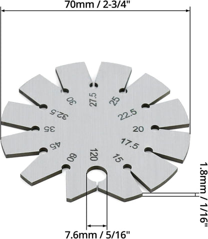 Bevel Gauge, Stainless Steel Axe Angle Gauge Round Shape Knife Angle Finder 15-120 Degree for Measuring Knife Angle