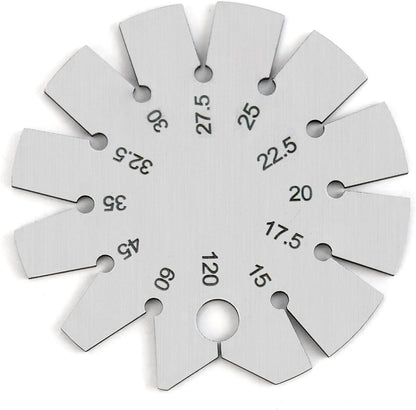 Bevel Gauge, Stainless Steel Axe Angle Gauge Round Shape Knife Angle Finder 15-120 Degree for Measuring Knife Angle