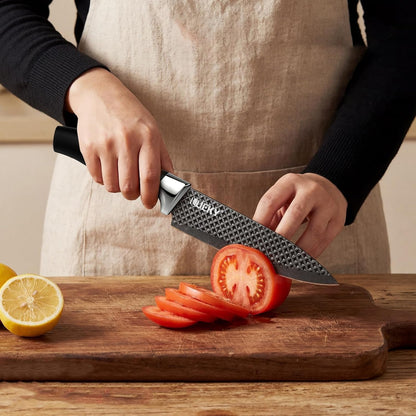 Knife Set, 6 Pieces Kitchen knife Set with Healthy Anti-Rust Coating, Stainless Steel Professional Chef Knife Sets with Elegant Box, Kitchen Knives with Scissors & Peeler for Cooking, Dishwasher Safe