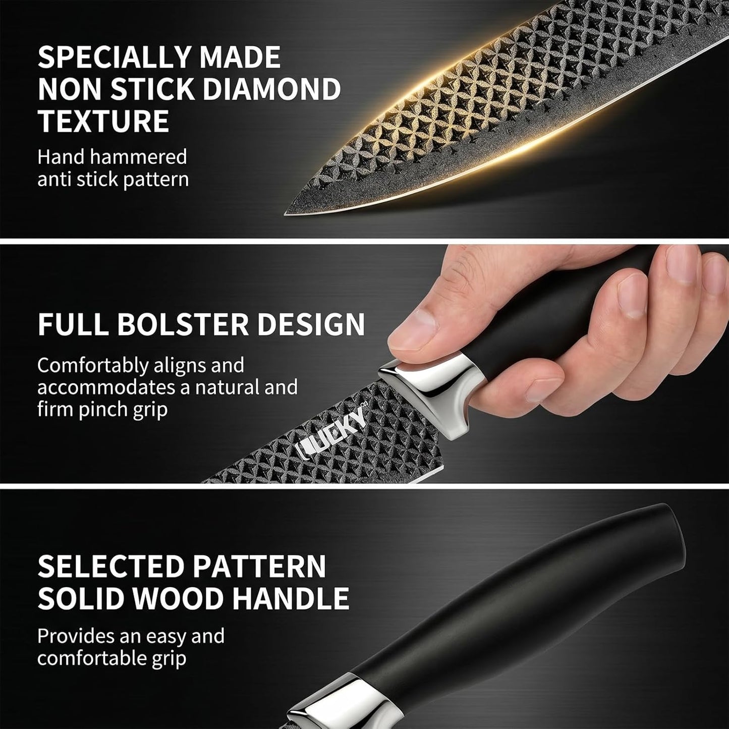 Knife Set, 6 Pieces Kitchen knife Set with Healthy Anti-Rust Coating, Stainless Steel Professional Chef Knife Sets with Elegant Box, Kitchen Knives with Scissors & Peeler for Cooking, Dishwasher Safe