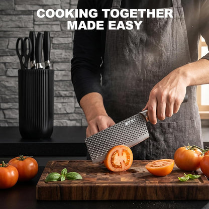 Knife Set, 6 Pieces Kitchen knife Set with Healthy Anti-Rust Coating, Stainless Steel Professional Chef Knife Sets with Elegant Box, Kitchen Knives with Scissors & Peeler for Cooking, Dishwasher Safe