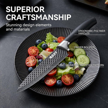 Knife Set, 6 Pieces Kitchen knife Set with Healthy Anti-Rust Coating, Stainless Steel Professional Chef Knife Sets with Elegant Box, Kitchen Knives with Scissors & Peeler for Cooking, Dishwasher Safe