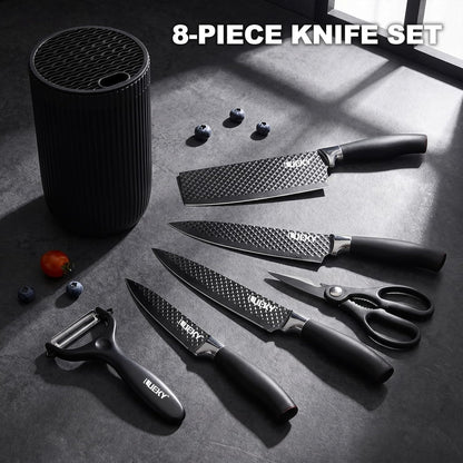 Knife Set, 6 Pieces Kitchen knife Set with Healthy Anti-Rust Coating, Stainless Steel Professional Chef Knife Sets with Elegant Box, Kitchen Knives with Scissors & Peeler for Cooking, Dishwasher Safe