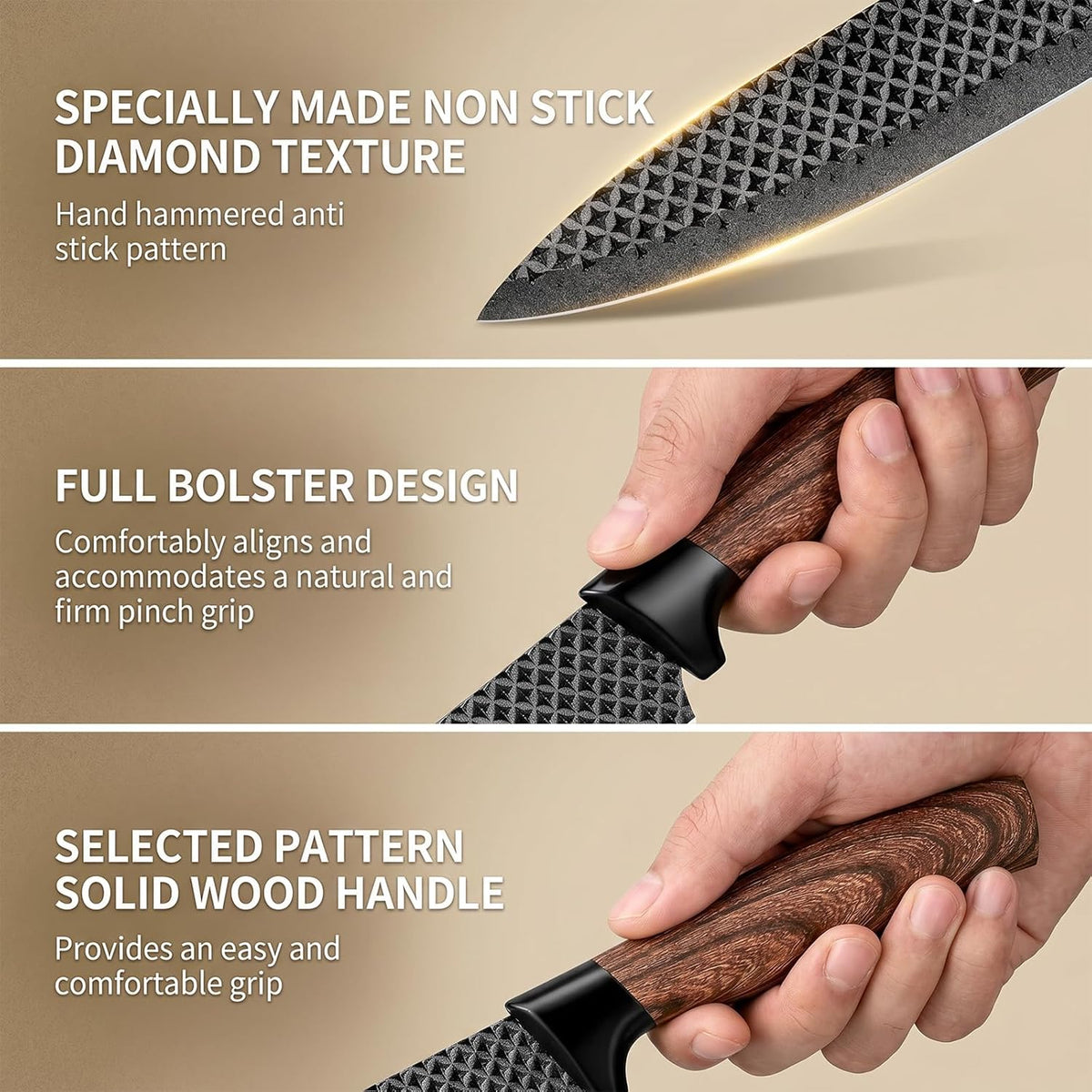 Knife Set, 6 Pieces Kitchen knife Set with Healthy Anti-Rust Coating, Stainless Steel Professional Chef Knife Sets with Elegant Box, Kitchen Knives with Scissors & Peeler for Cooking, Dishwasher Safe