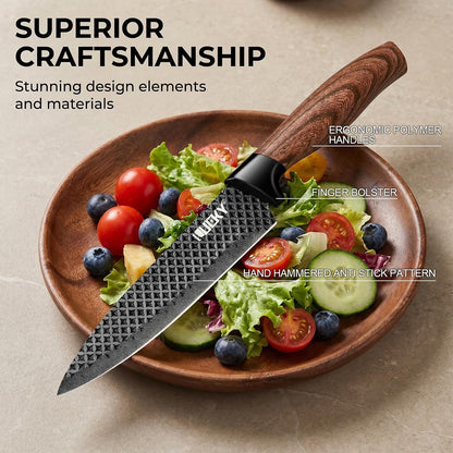 Knife Set, 6 Pieces Kitchen knife Set with Healthy Anti-Rust Coating, Stainless Steel Professional Chef Knife Sets with Elegant Box, Kitchen Knives with Scissors & Peeler for Cooking, Dishwasher Safe