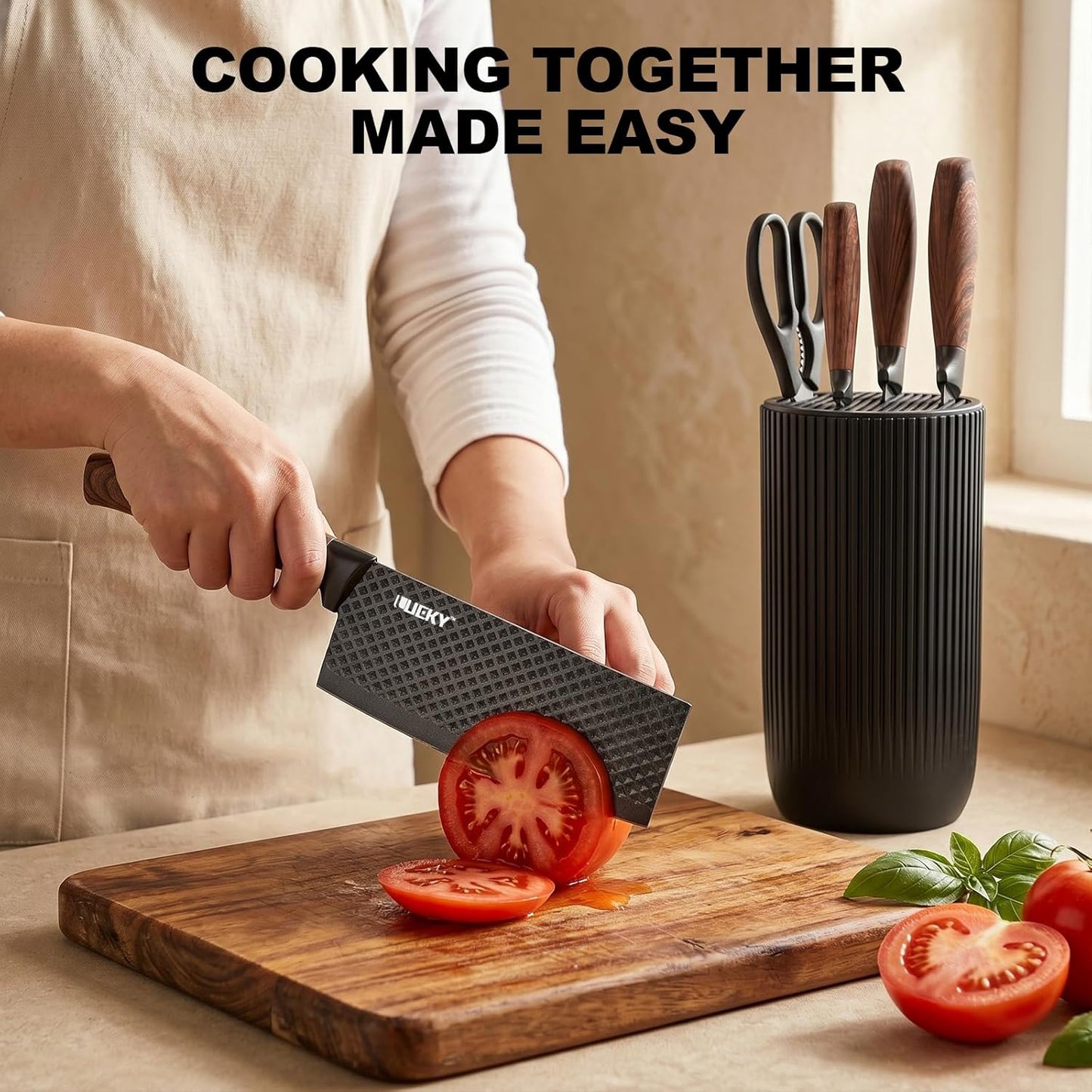 Knife Set, 6 Pieces Kitchen knife Set with Healthy Anti-Rust Coating, Stainless Steel Professional Chef Knife Sets with Elegant Box, Kitchen Knives with Scissors & Peeler for Cooking, Dishwasher Safe