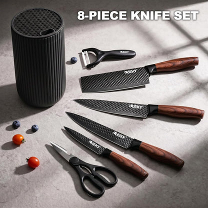 Knife Set, 6 Pieces Kitchen knife Set with Healthy Anti-Rust Coating, Stainless Steel Professional Chef Knife Sets with Elegant Box, Kitchen Knives with Scissors & Peeler for Cooking, Dishwasher Safe
