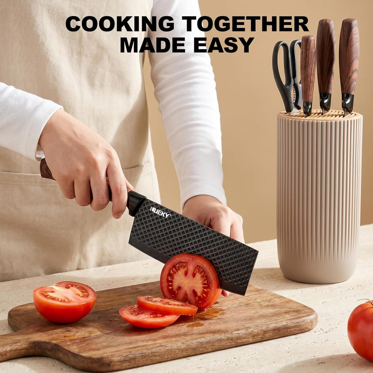 Knife Set, 6 Pieces Kitchen knife Set with Healthy Anti-Rust Coating, Stainless Steel Professional Chef Knife Sets with Elegant Box, Kitchen Knives with Scissors & Peeler for Cooking, Dishwasher Safe