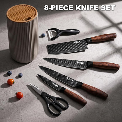 Knife Set, 6 Pieces Kitchen knife Set with Healthy Anti-Rust Coating, Stainless Steel Professional Chef Knife Sets with Elegant Box, Kitchen Knives with Scissors & Peeler for Cooking, Dishwasher Safe
