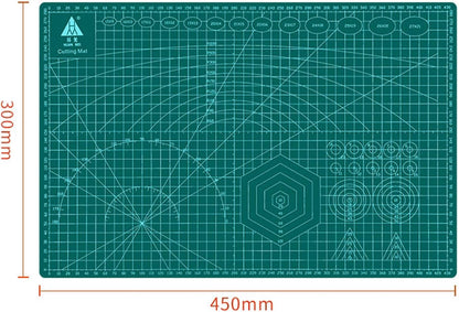 Self-Healing Cutting Mat 12x 9 Inch-Precision Grid for Exacto Knife Blades - Protective Craft Surface for Quilting, Scrapbooking, Stencil Art Projects